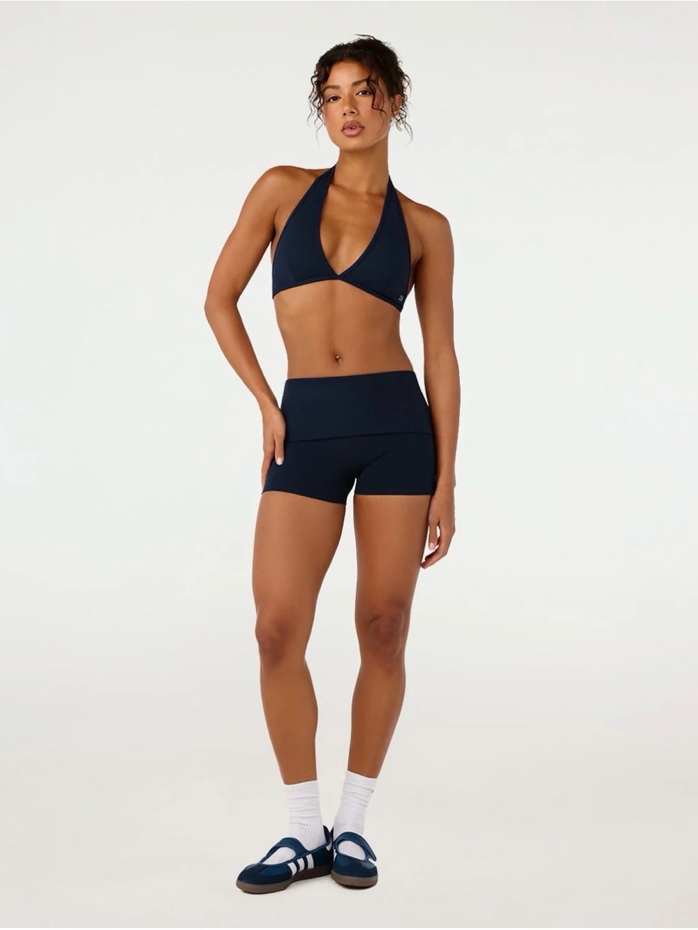 CSB foldover yoga shorts navy SOLD OUT
